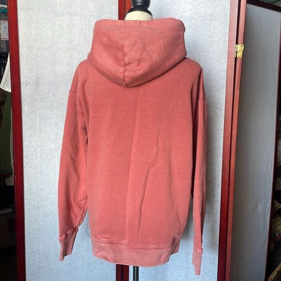 Abercrombie & Fitch Deep Rose Relaxed Fit Semi-Distressed Pullover Hoodie (Small - Picture 4 of 11